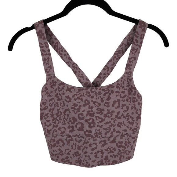 Athleta Elation Cross Back‎ Leopard Print Sports Bra Size S - Picture 1 of 9
